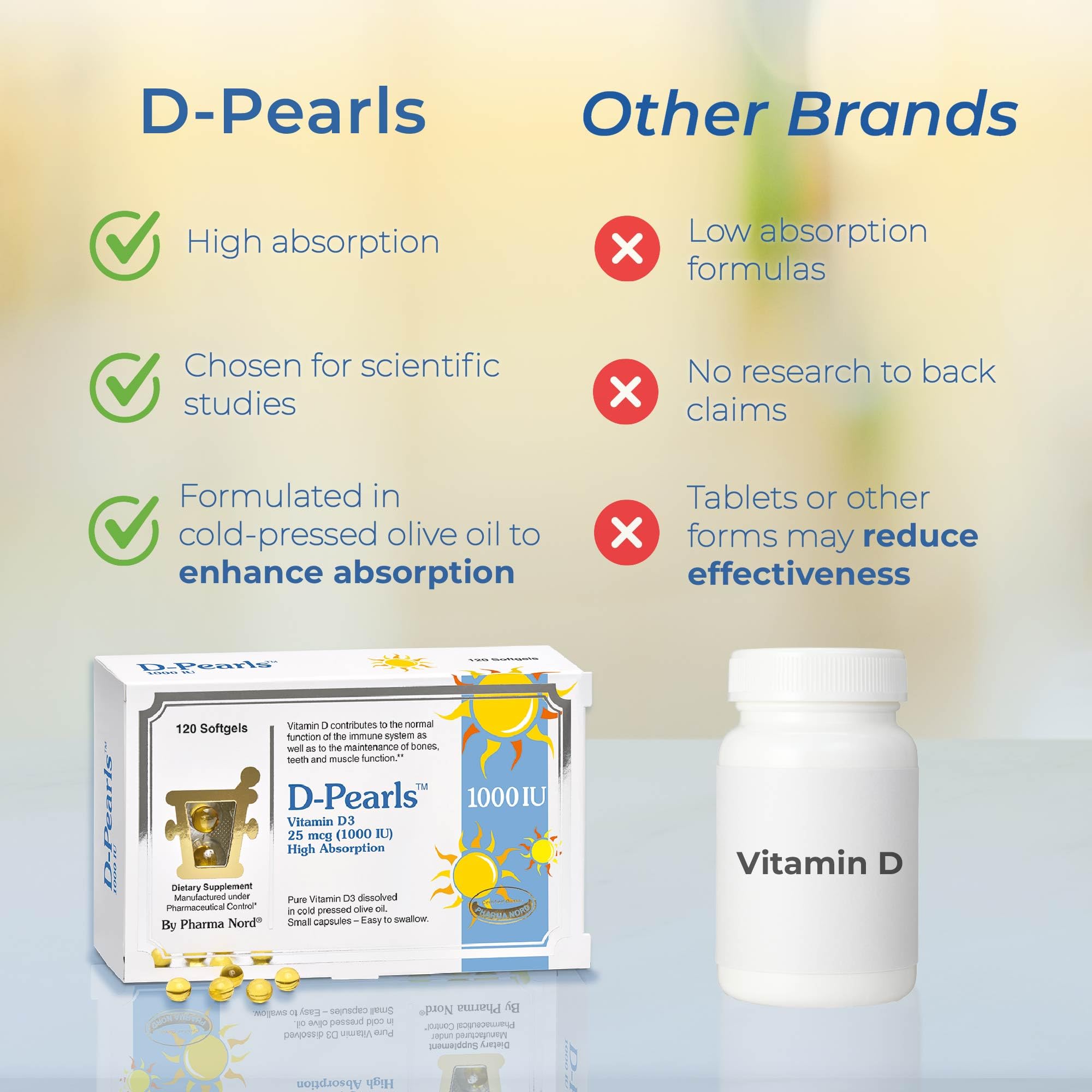 Pharma Nord D-Pearl formato suave y cómodo para todas las edades.