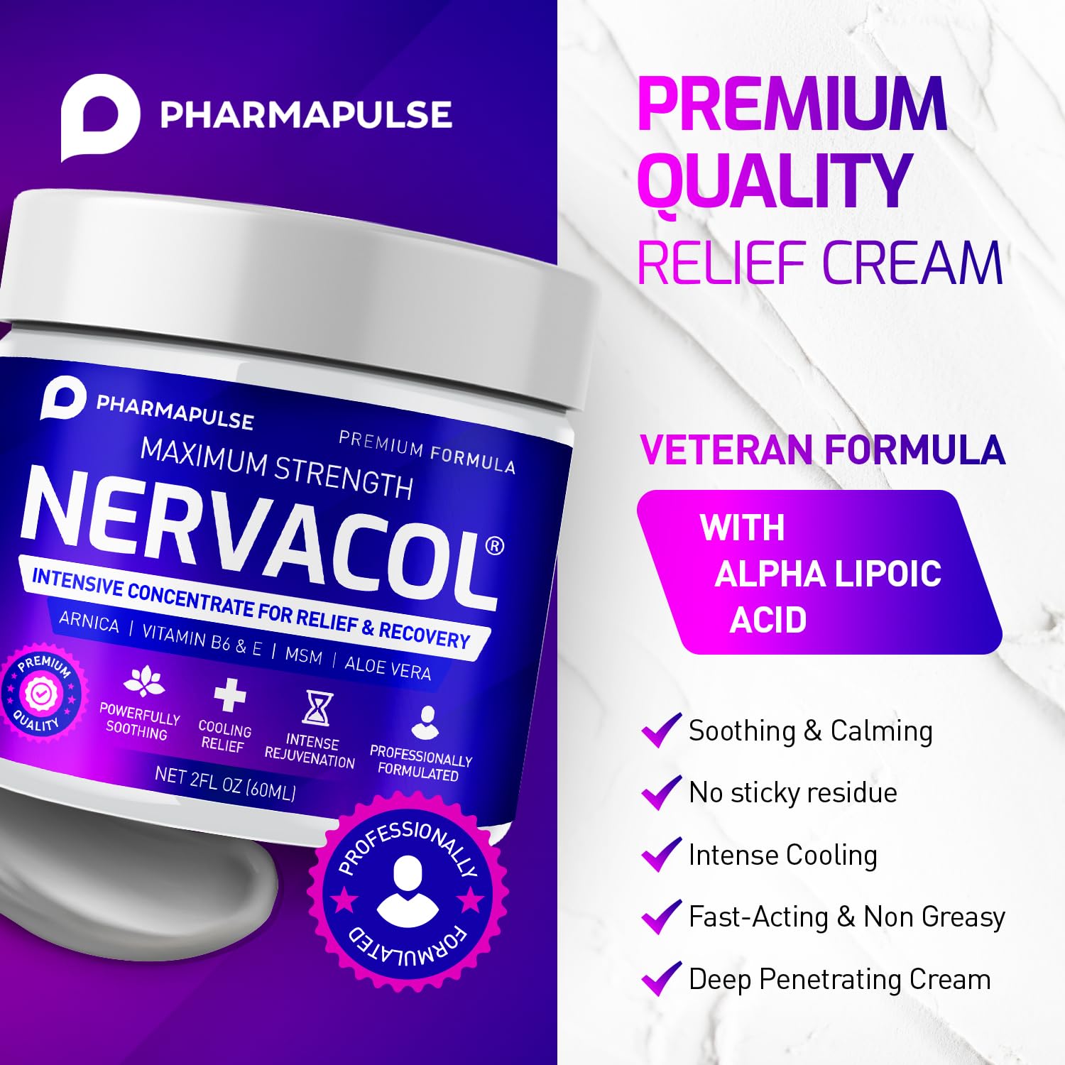 Textura suave de Pharmapulse Neuropatía con absorción rápida.