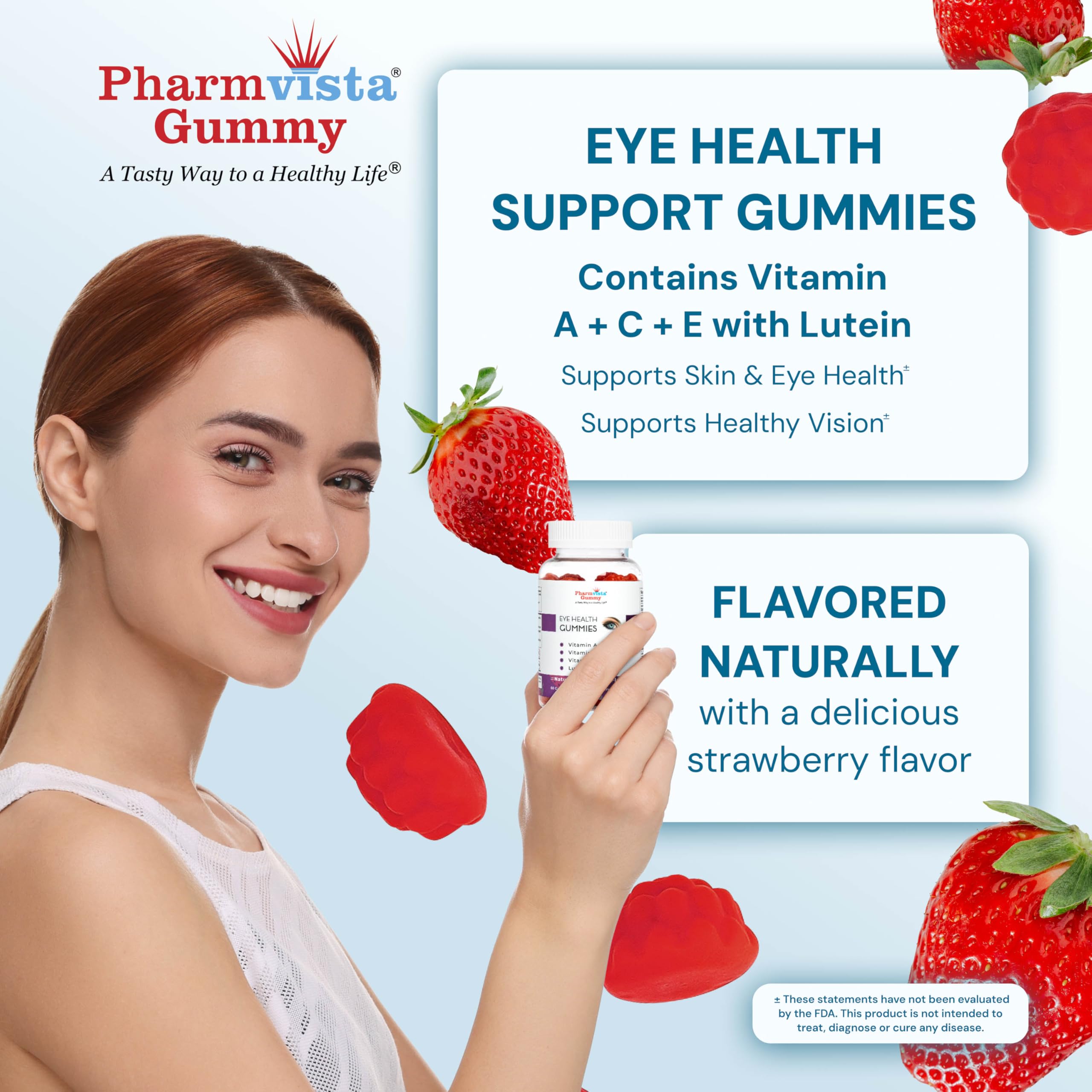 Pharmvista contiene luteína y vitaminas clave para apoyo antioxidante.