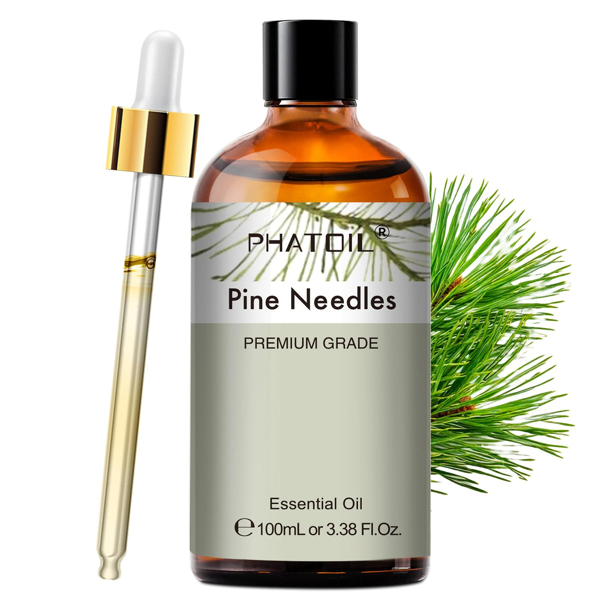 PHATOIL aceite esencial de pino en botella, aroma vigorizante para ambientes.