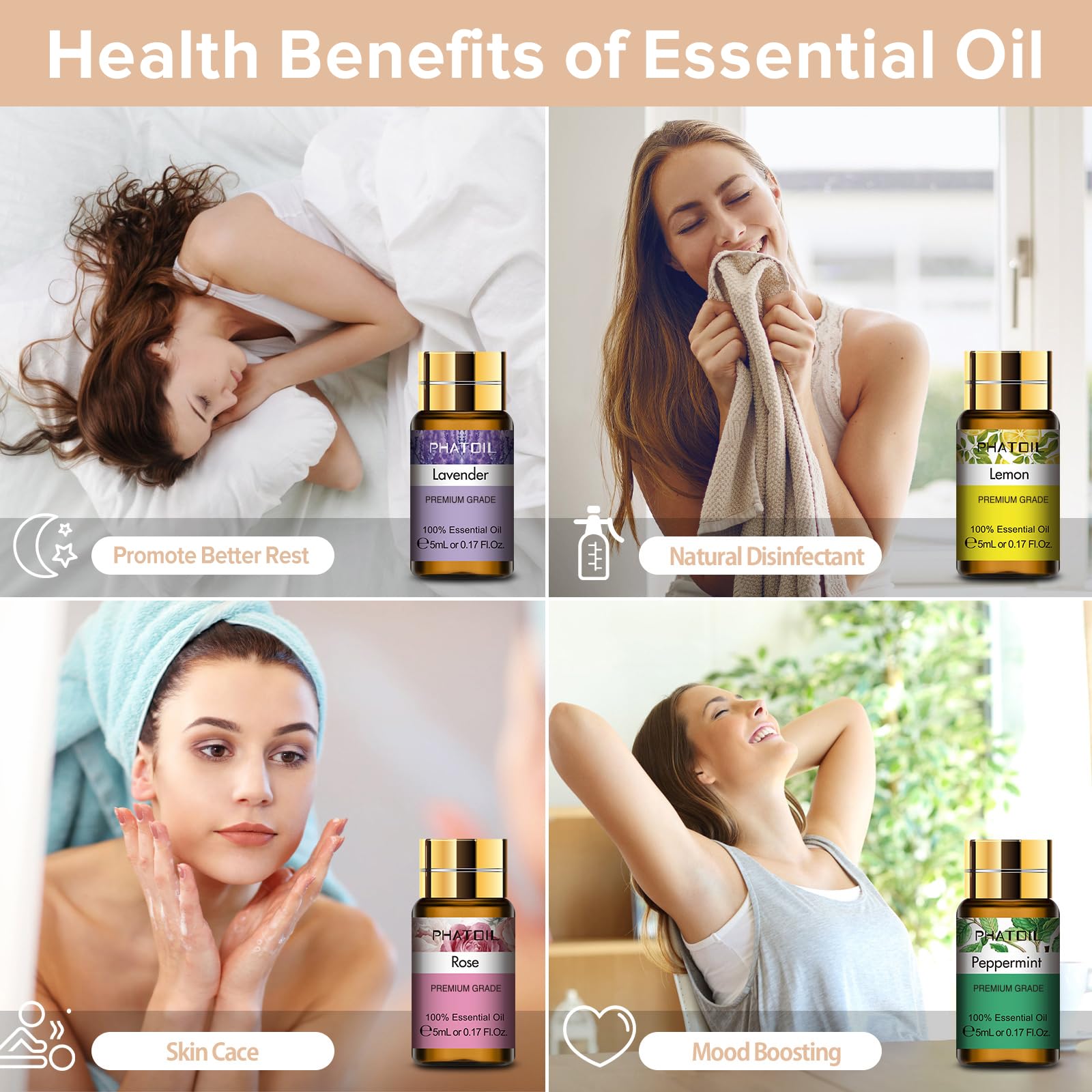 PHATOIL eucalipto frasco: aroma refrescante para difusor y limpieza