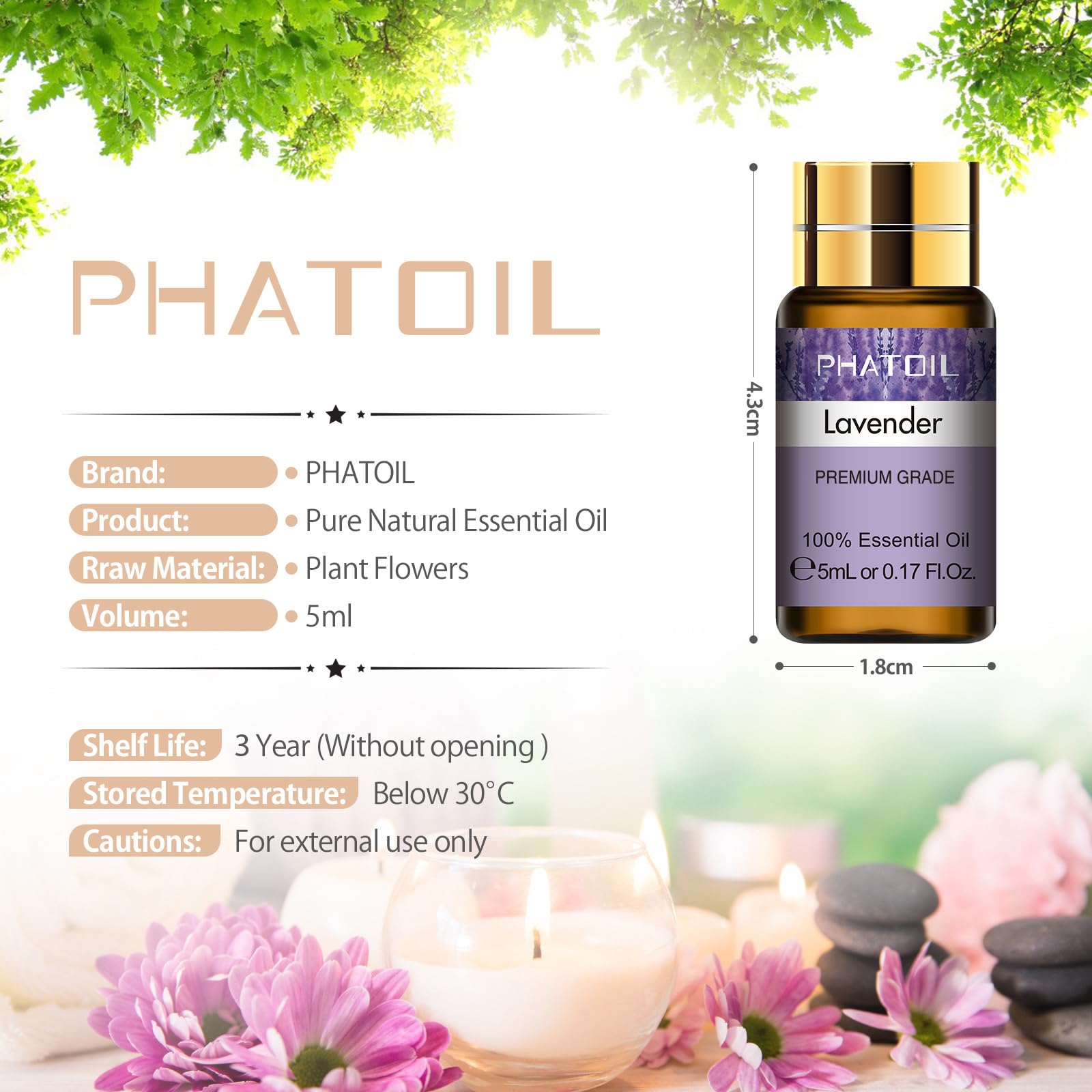 PHATOIL naranja-dulce frasco: fragancia cítrica para difusor y limpieza diaria