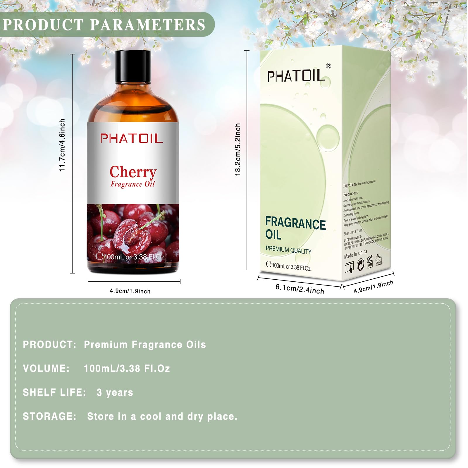 PHATOIL frasco de vidrio protege la fragancia y facilita su uso diario.