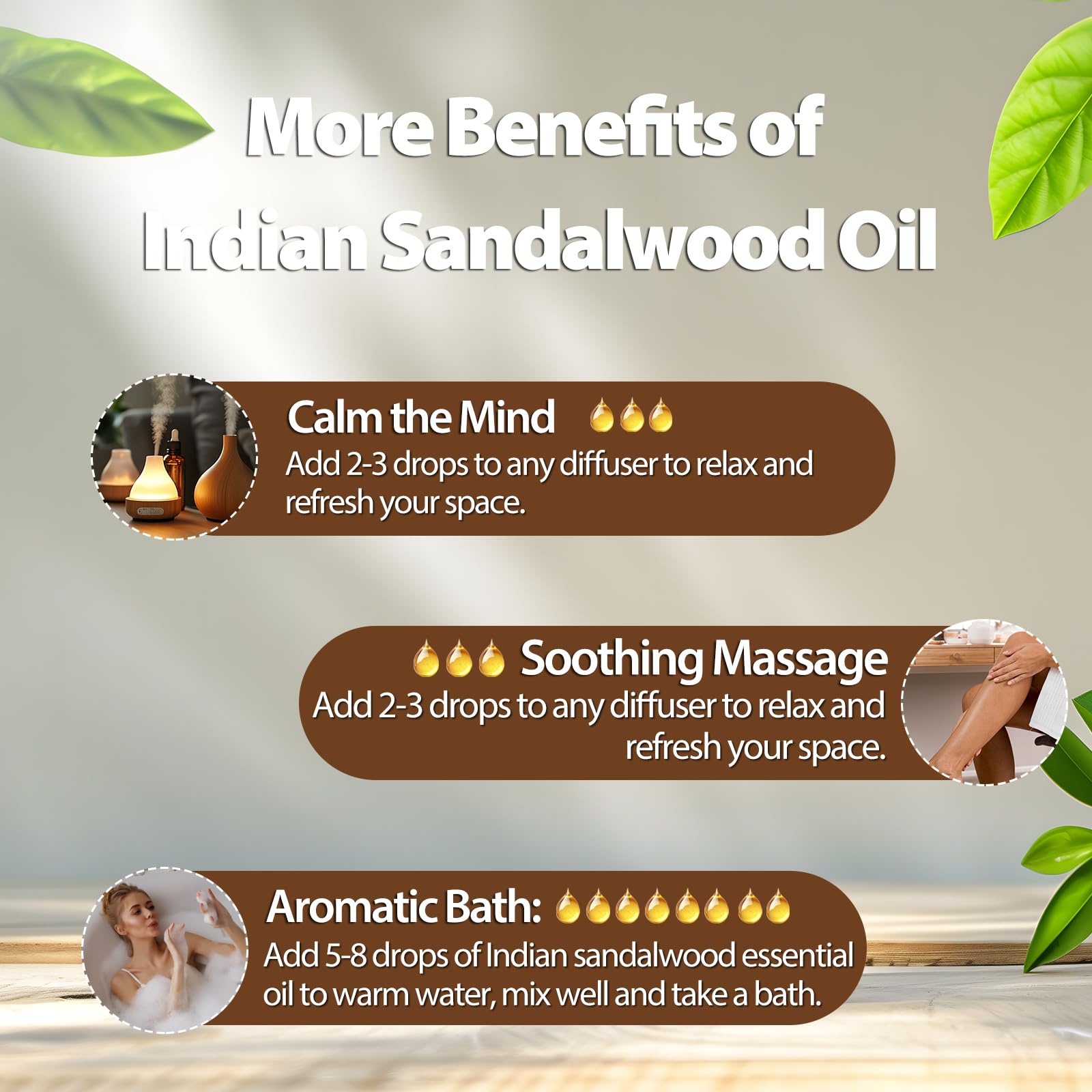 PHATOIL Sándalo Indio, baño relajante con unas gotas de aceite