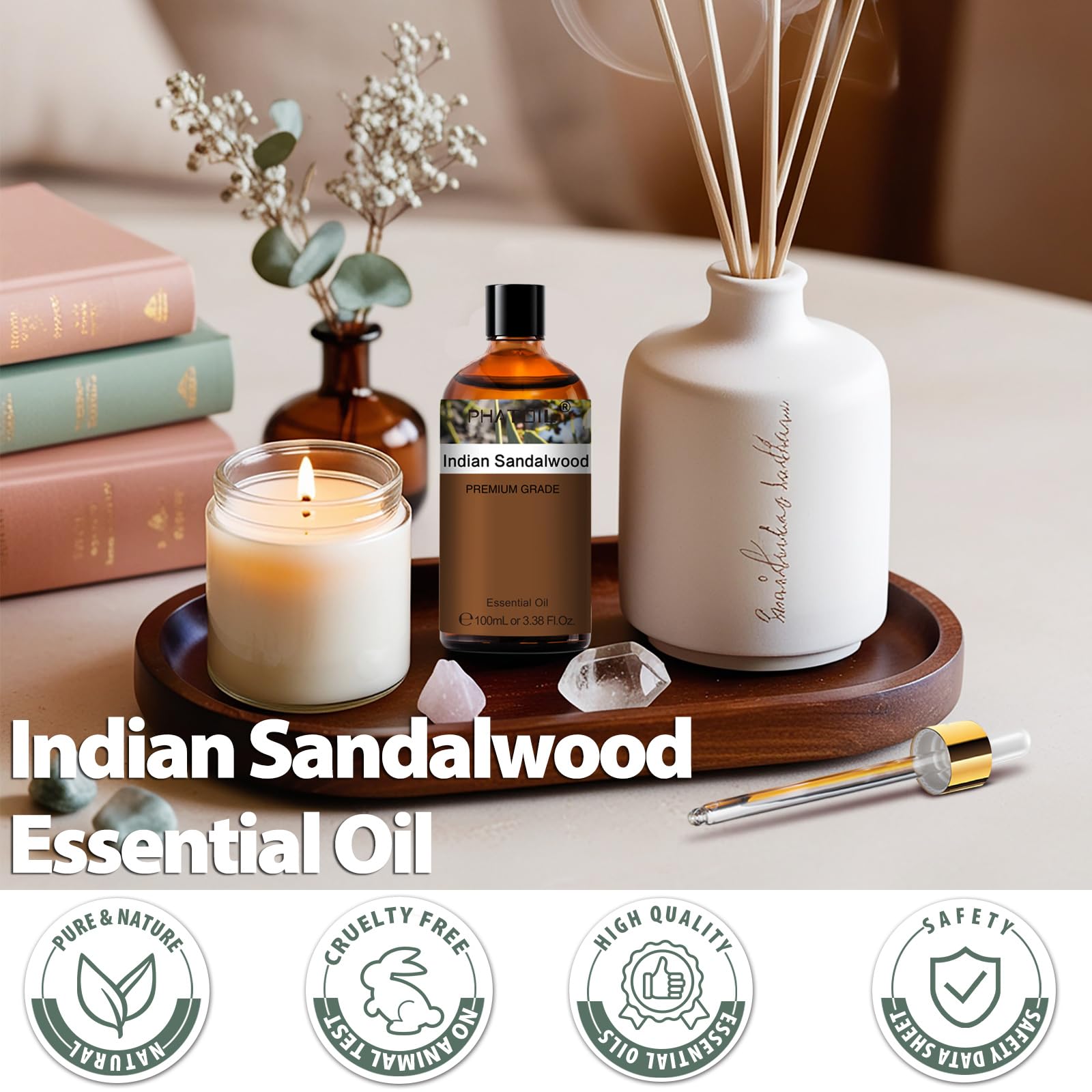 PHATOIL Sándalo Indio, uso para hacer jabones y velas artesanales