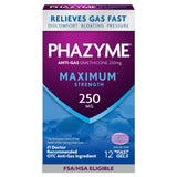 Phazyme alivia gases rápidamente con cápsula blanda de 250 mg.