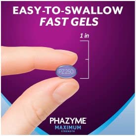 Phazyme cajas de tres, 36 geles cada una para uso diario.
