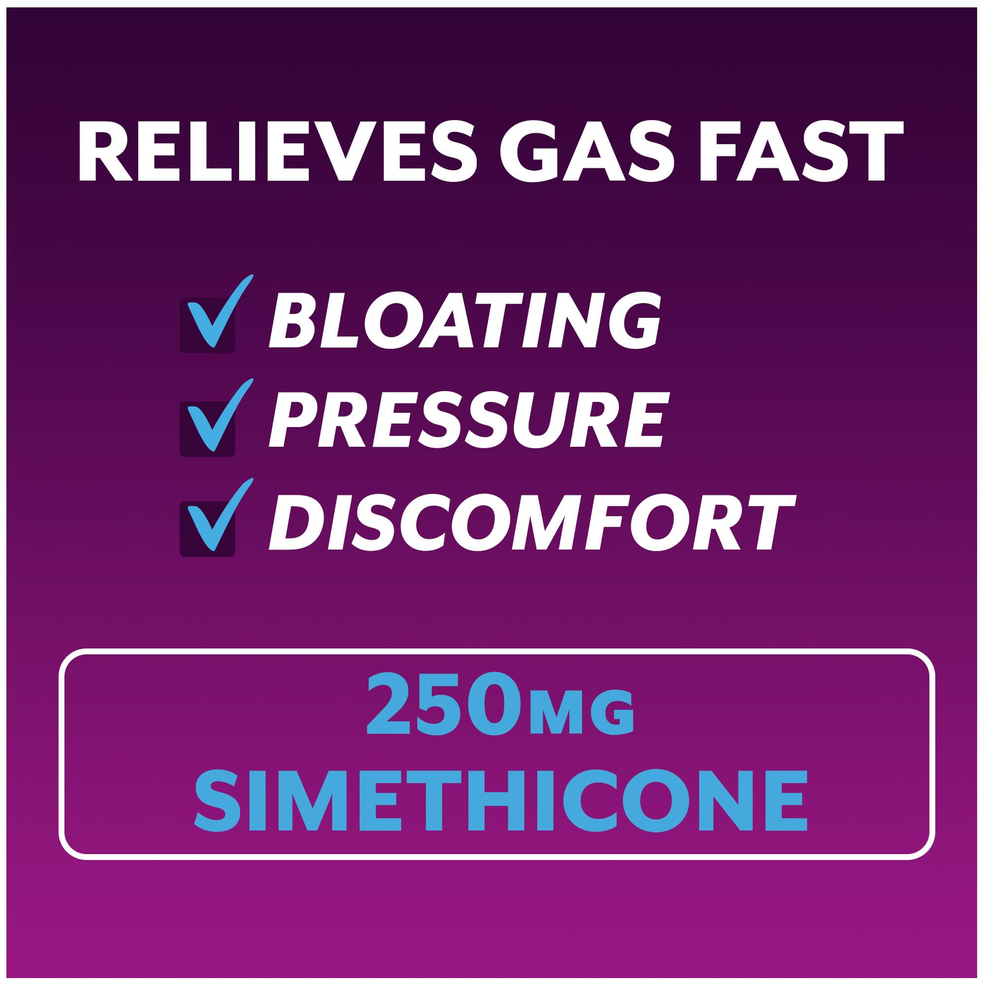 Phazyme cápsulas gel 250 mg para alivio inmediato del gas.