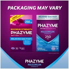 Phazyme envase con diseño ergonómico, fácil de transportar.