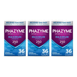 Phazyme Máxima Fuerza gomitas, alivio rápido del gas en sabor cereza.
