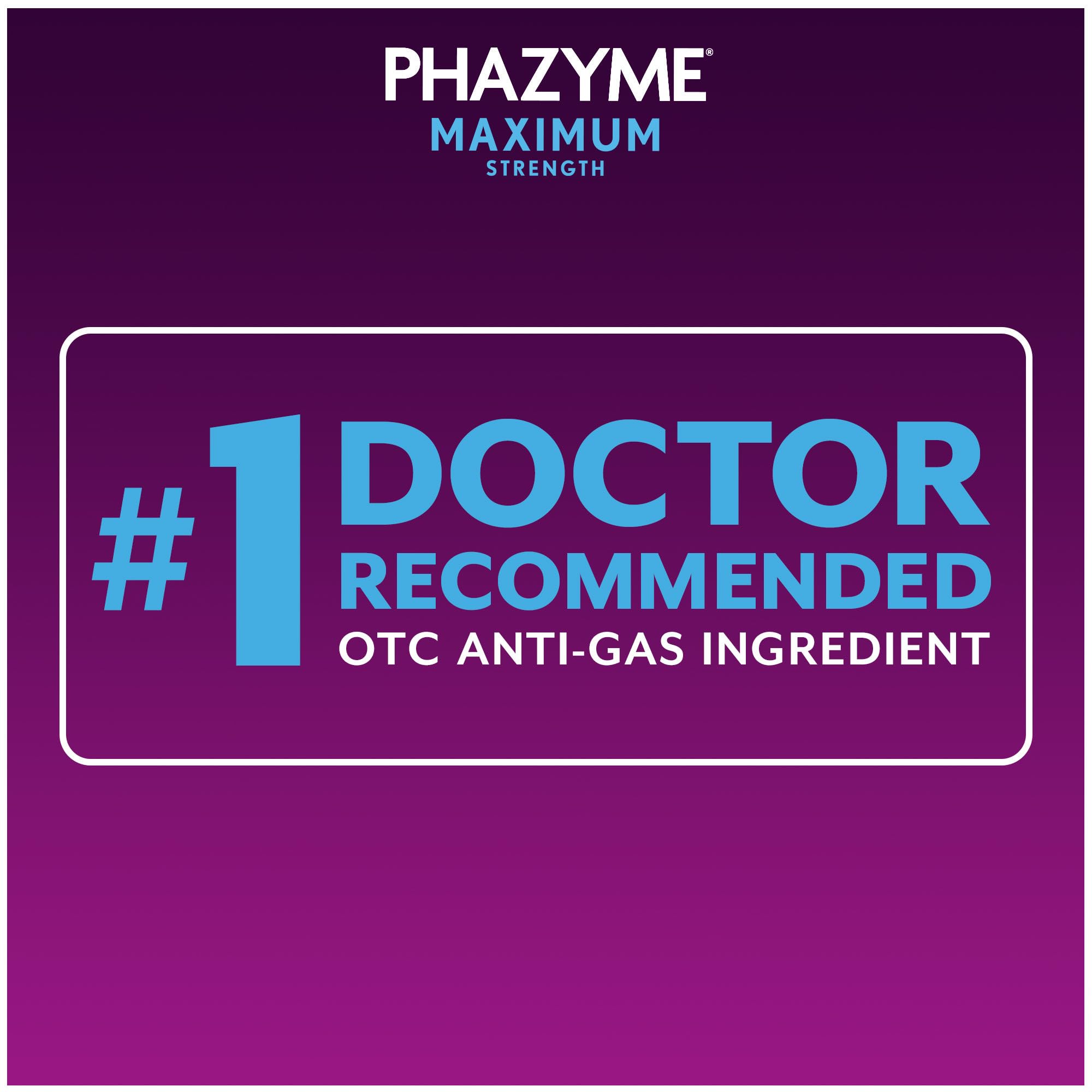 Phazyme destaca la simeticona, ingrediente clave para aliviar la hinchazón.