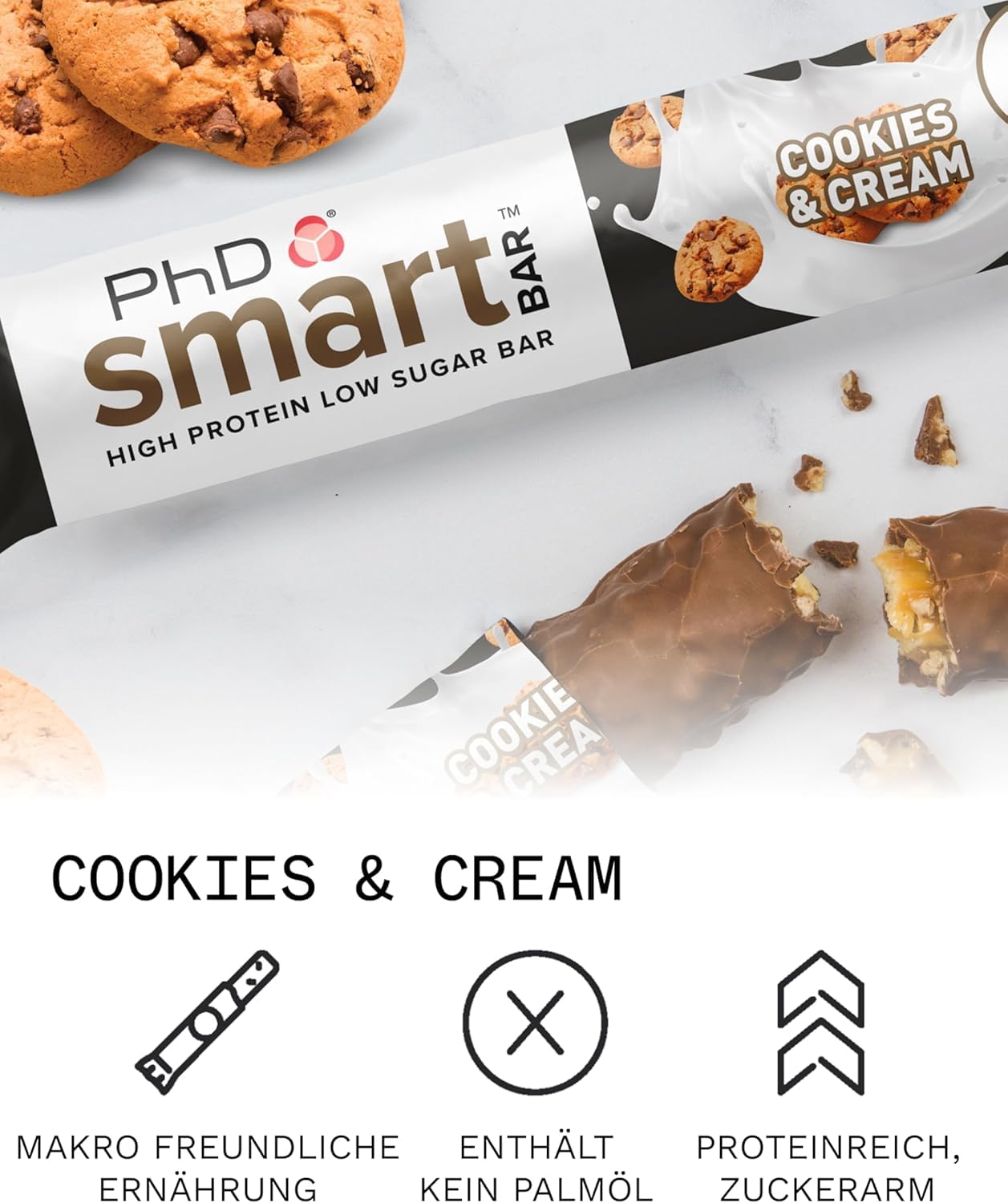 PhD Smart Bar caramelo pegajoso, sabor delicioso con proteína.