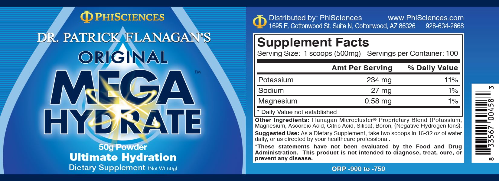 Phi Sciences Mega Hydrate Cuchara Medidora: dosis precisa para hidratación diaria.