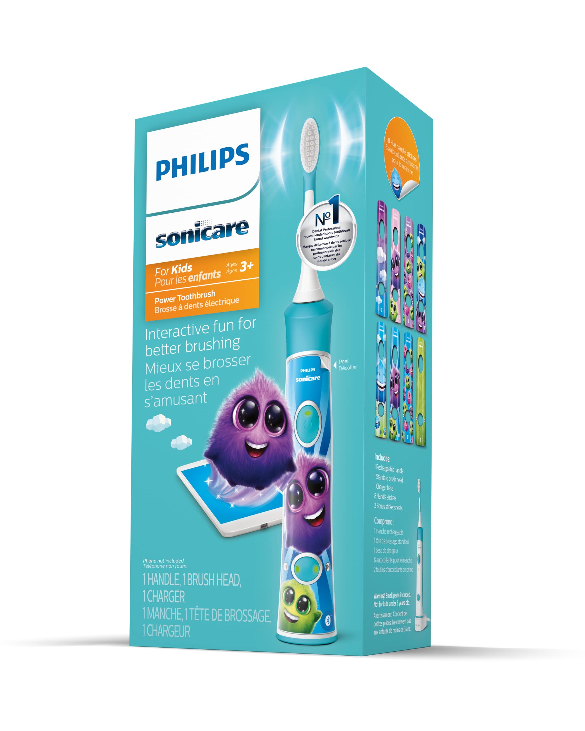 Dispositivo turquesa Philips Sonicare Kids 3 Plus en uso