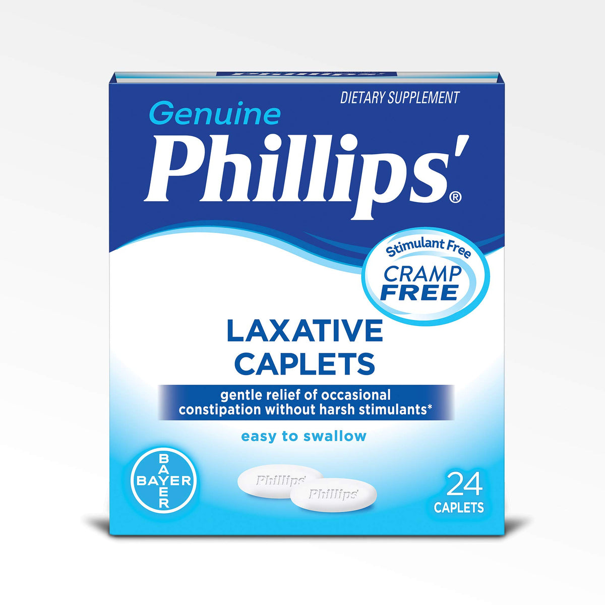 Phillips' Capsulas laxantes: imagen del paquete de cuatro envases, práctico para uso prolongado.