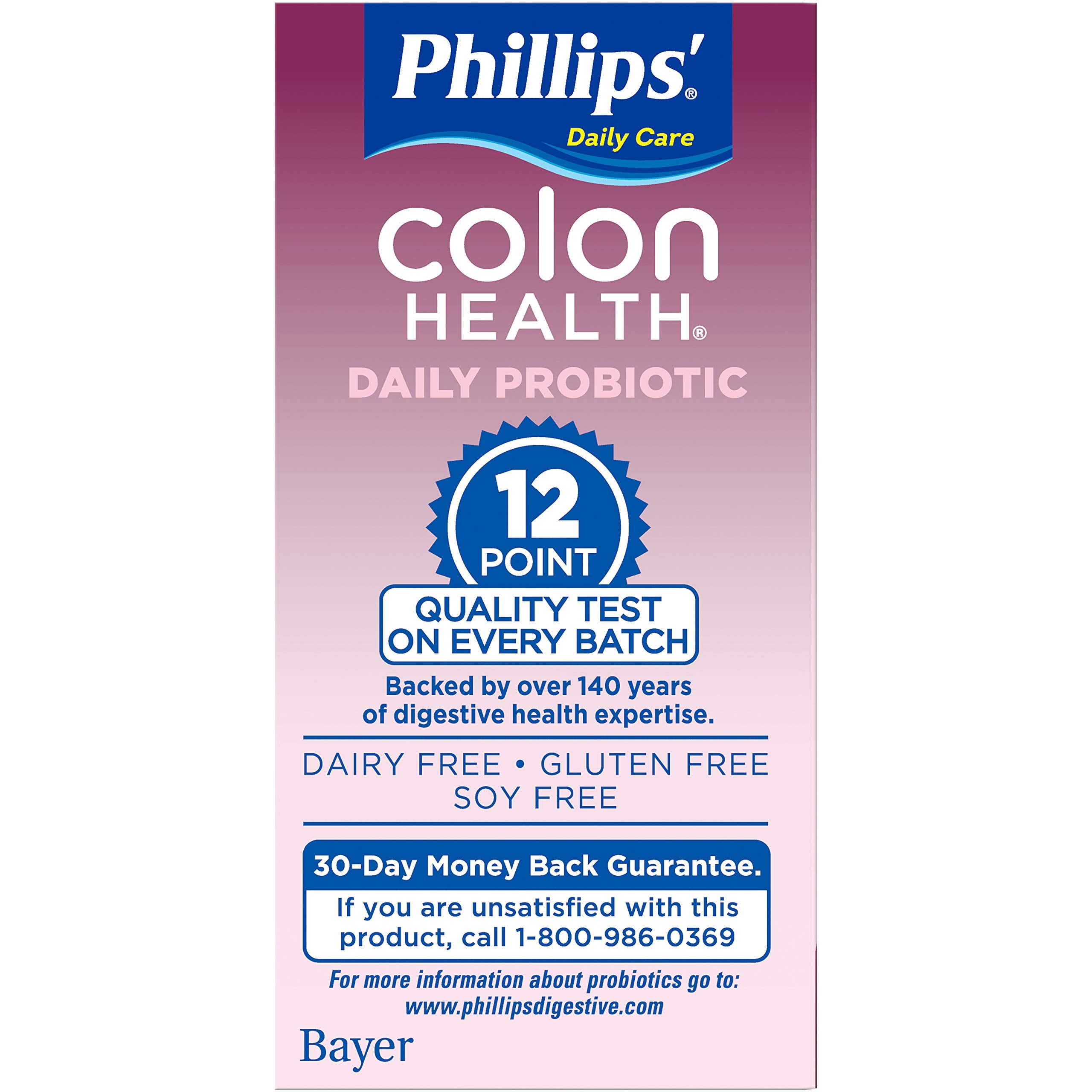 Phillips' Colon Health: cápsulas probióticas de tamaño compacto para uso diario.