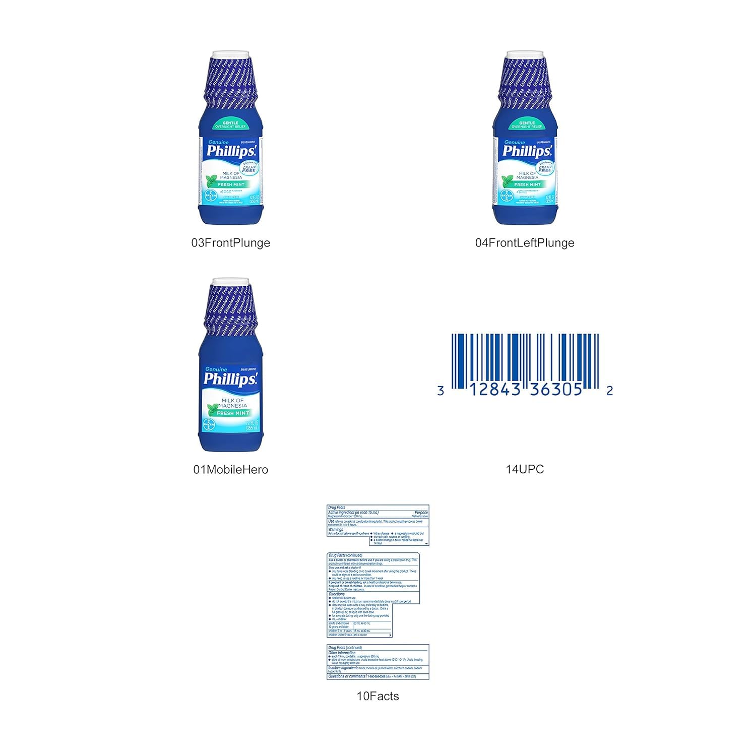 Phillips' Leche de Magnesia contenido 12 onzas para consumo ocasional.