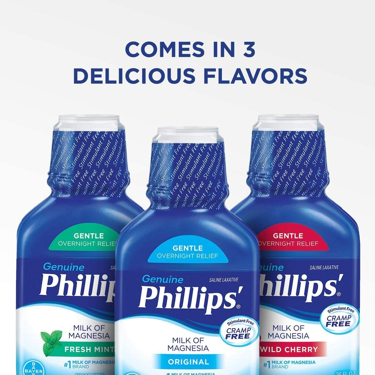 Paquete de 4 frascos de Phillips' Milk of Magnesia, opción conveniente para el hogar.
