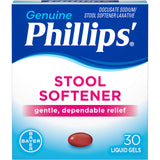 Phillips' Stool Softener botella con geles líquidos para uso diario cómodo.