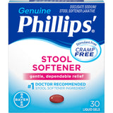 Phillips' Stool Softener conjunto de 3 geles líquidos para conveniencia familiar.