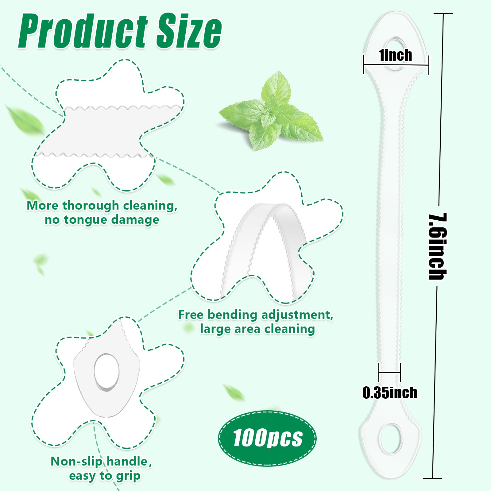 Phoncoo limpiador de lengua con borde doble dentado para limpieza profunda