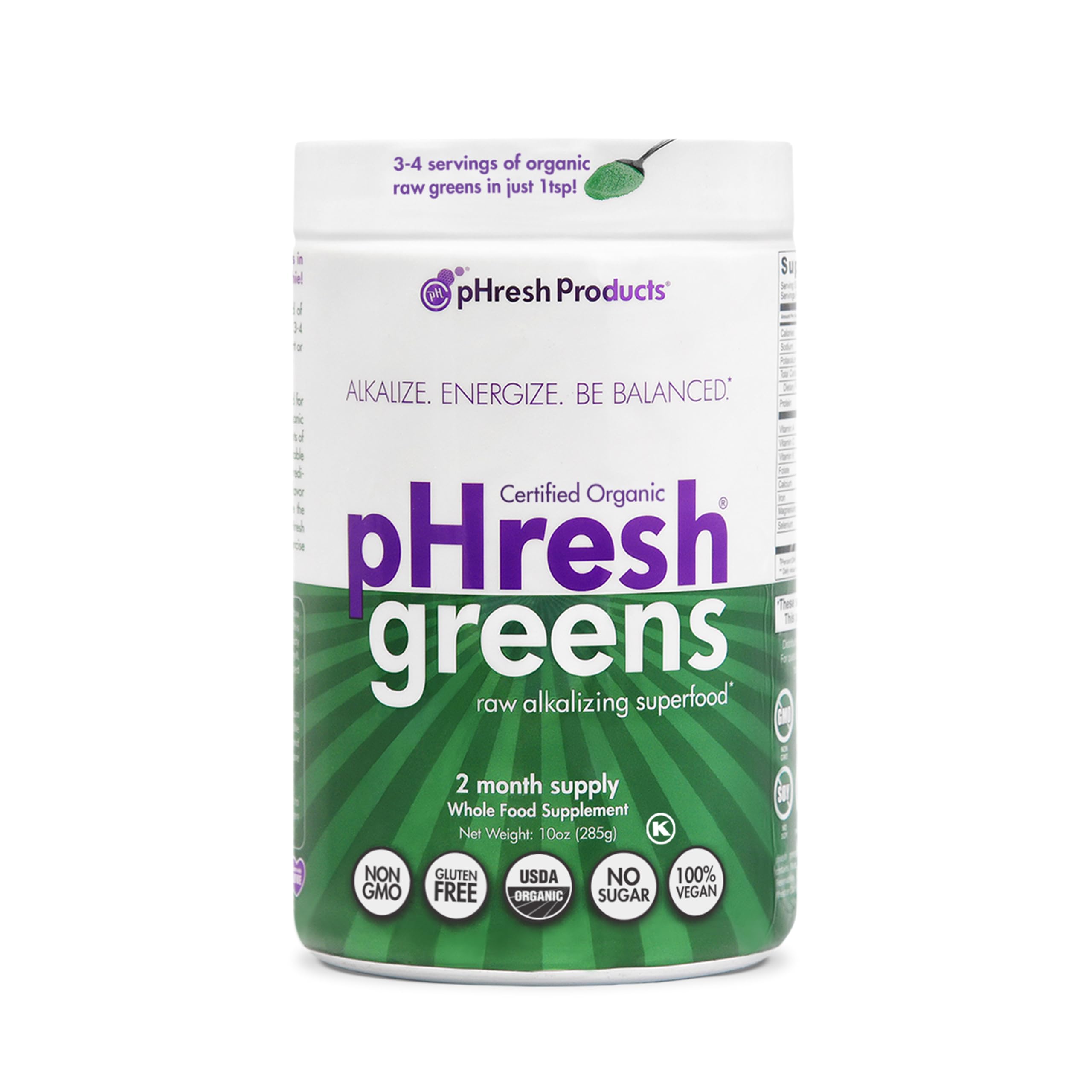 pHresh Greens polvo de verduras alcalinizante para empezar el día con frescura