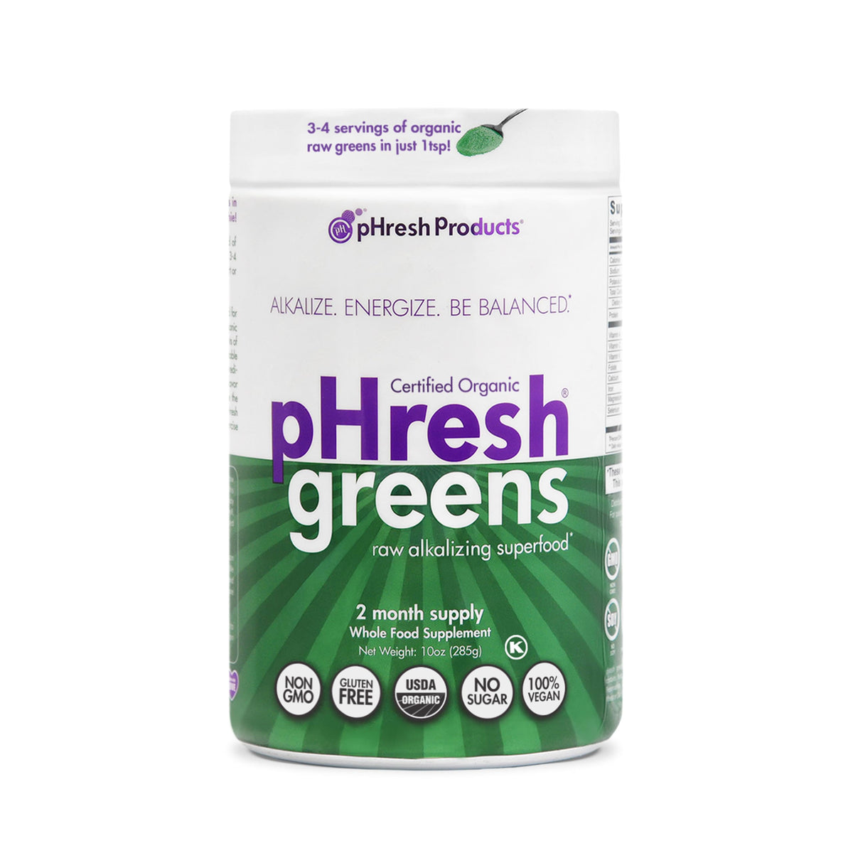 pHresh Greens polvo de verduras alcalinizante para empezar el día con frescura