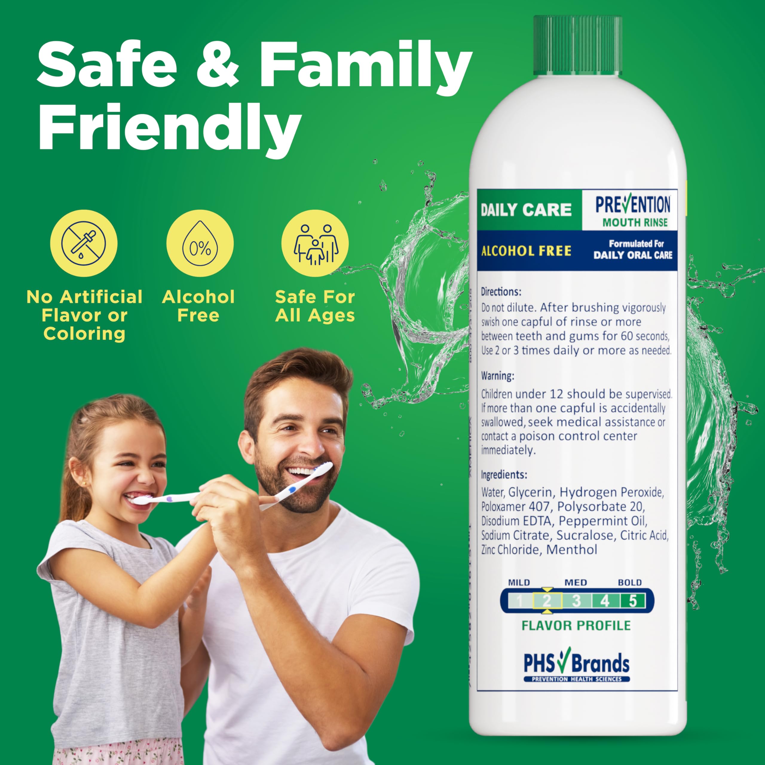 PHS Brands Prevention Daily Care con peróxido, blanqueamiento suave.