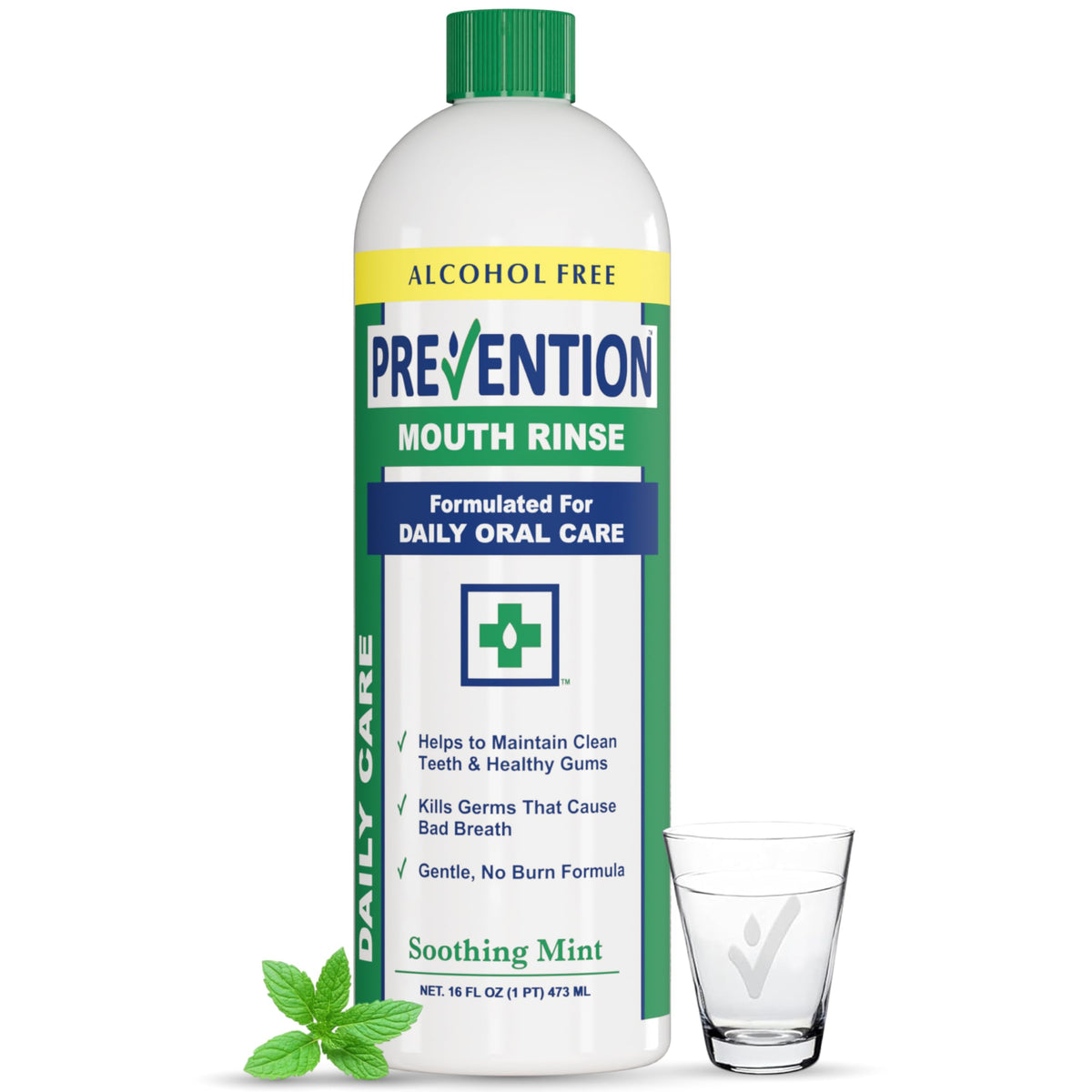 PHS Brands Prevention Daily Care enjuague sin alcohol, botella para uso diario.
