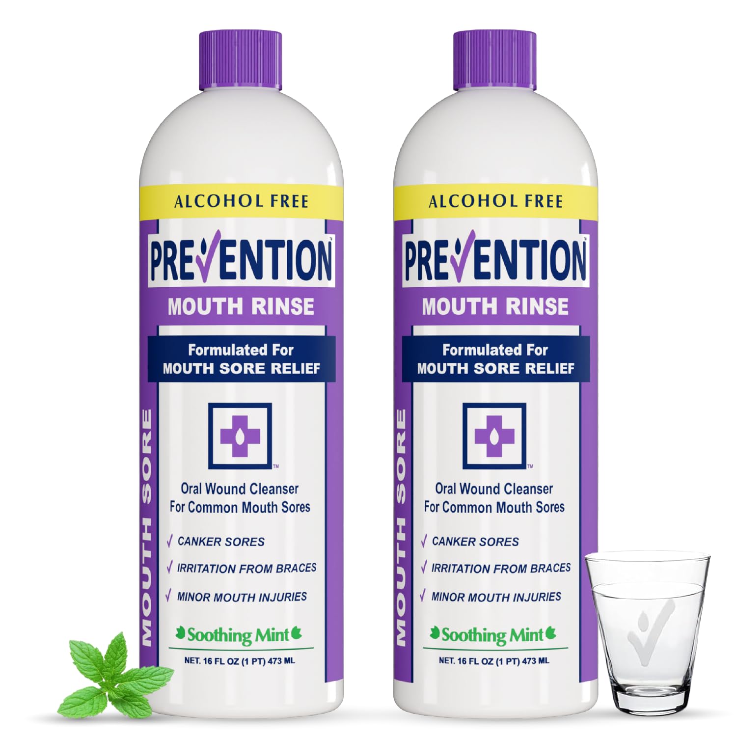 PHS Prevention Enjuague para úlceras bucales, alivio suave.
