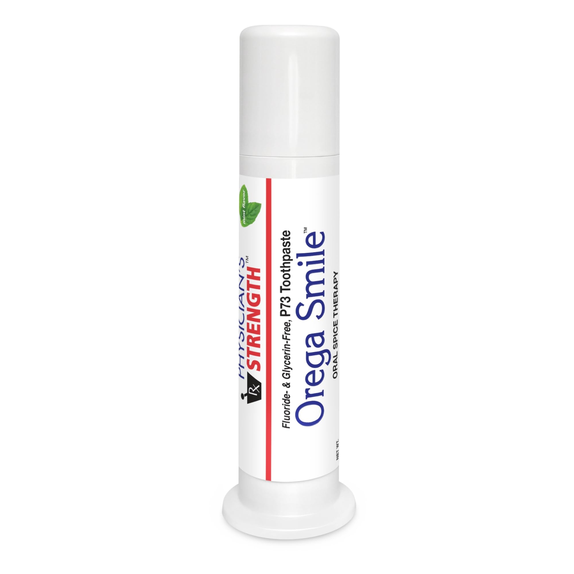 Pasta OregaSmile de Physician's Strength con P73 oregano para aliento fresco y dientes sanos.