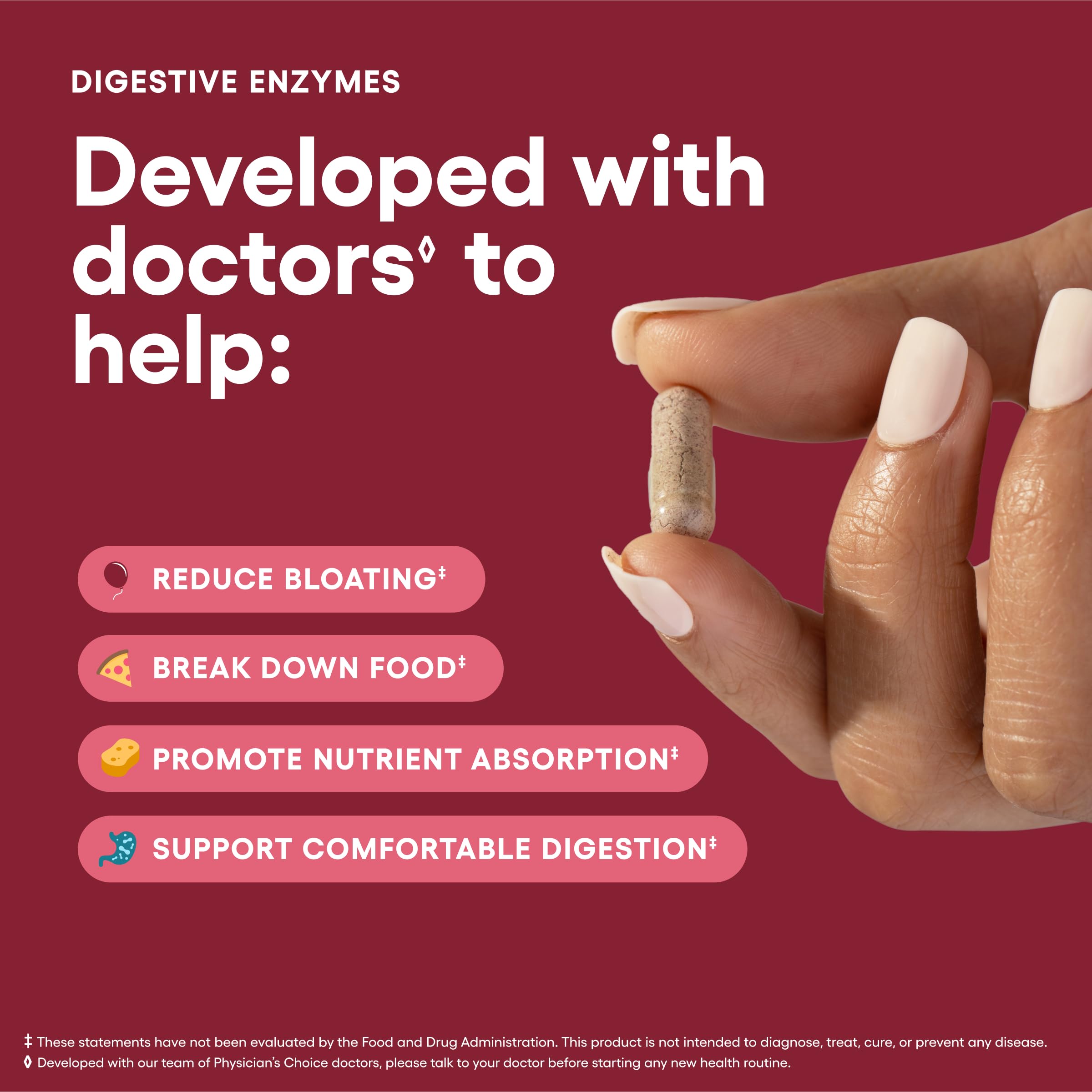 Physician's CHOICE Accion doble digestiva con enzimas y probióticos