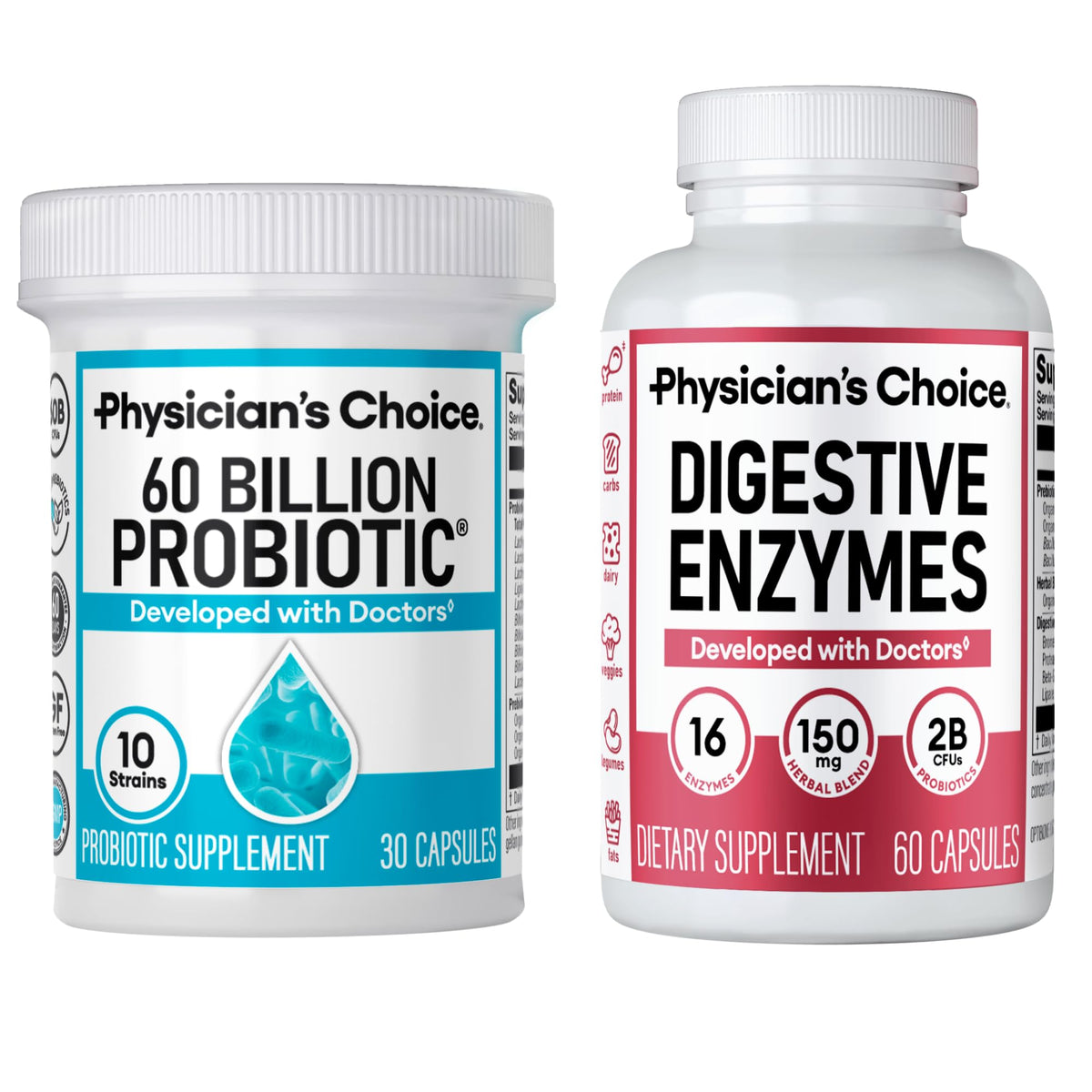 Physician's CHOICE: botella frontal del conjunto para salud intestinal y uso diario