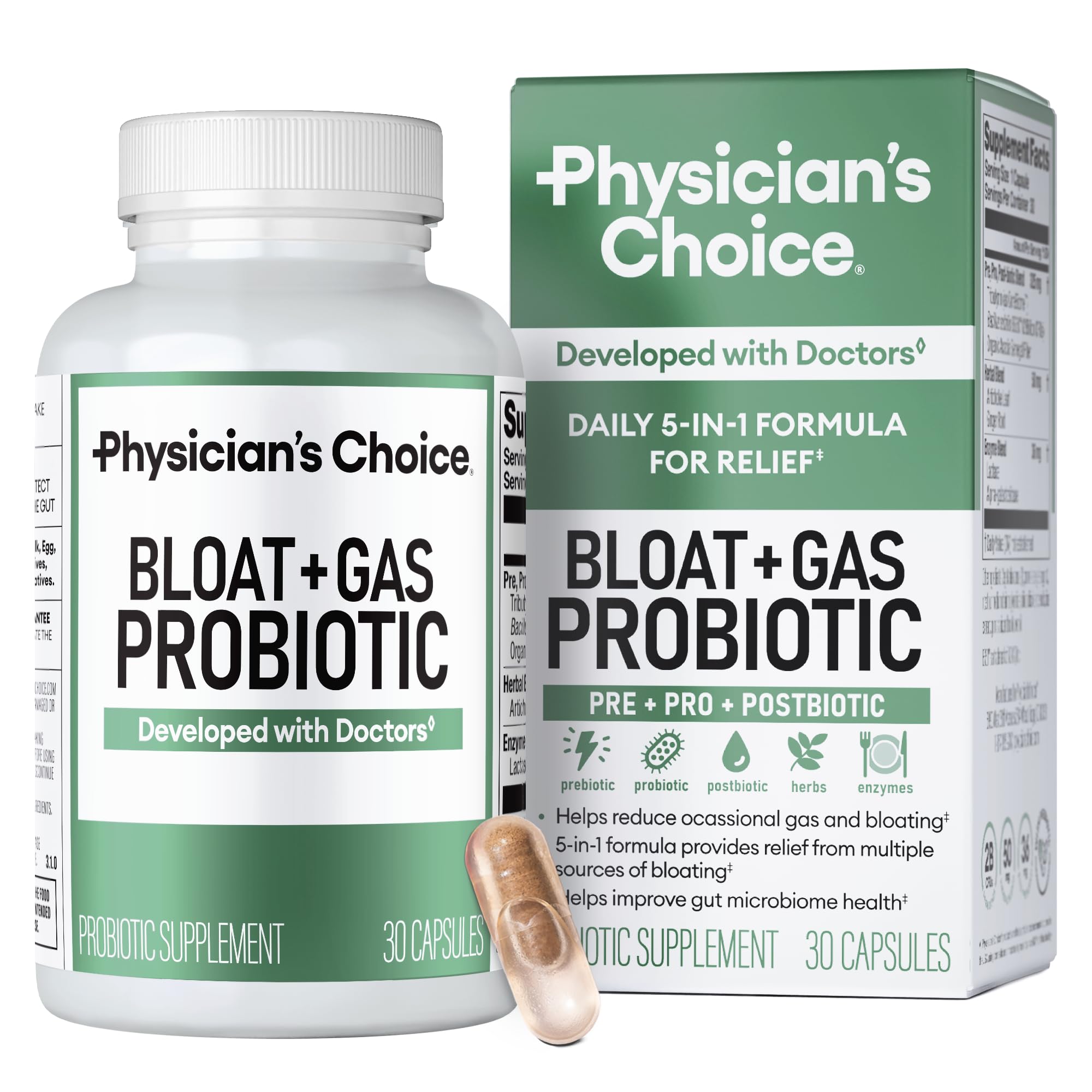 Physician's CHOICE botella frontal con etiqueta clara para reconocimiento rápido