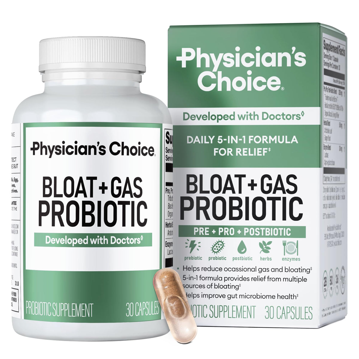 Physician's CHOICE botella frontal con etiqueta clara para reconocimiento rápido