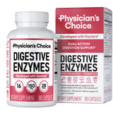 Physician's CHOICE Enzimas Digestivas, caja frontal, apoyan digestión tras comidas abundantes.