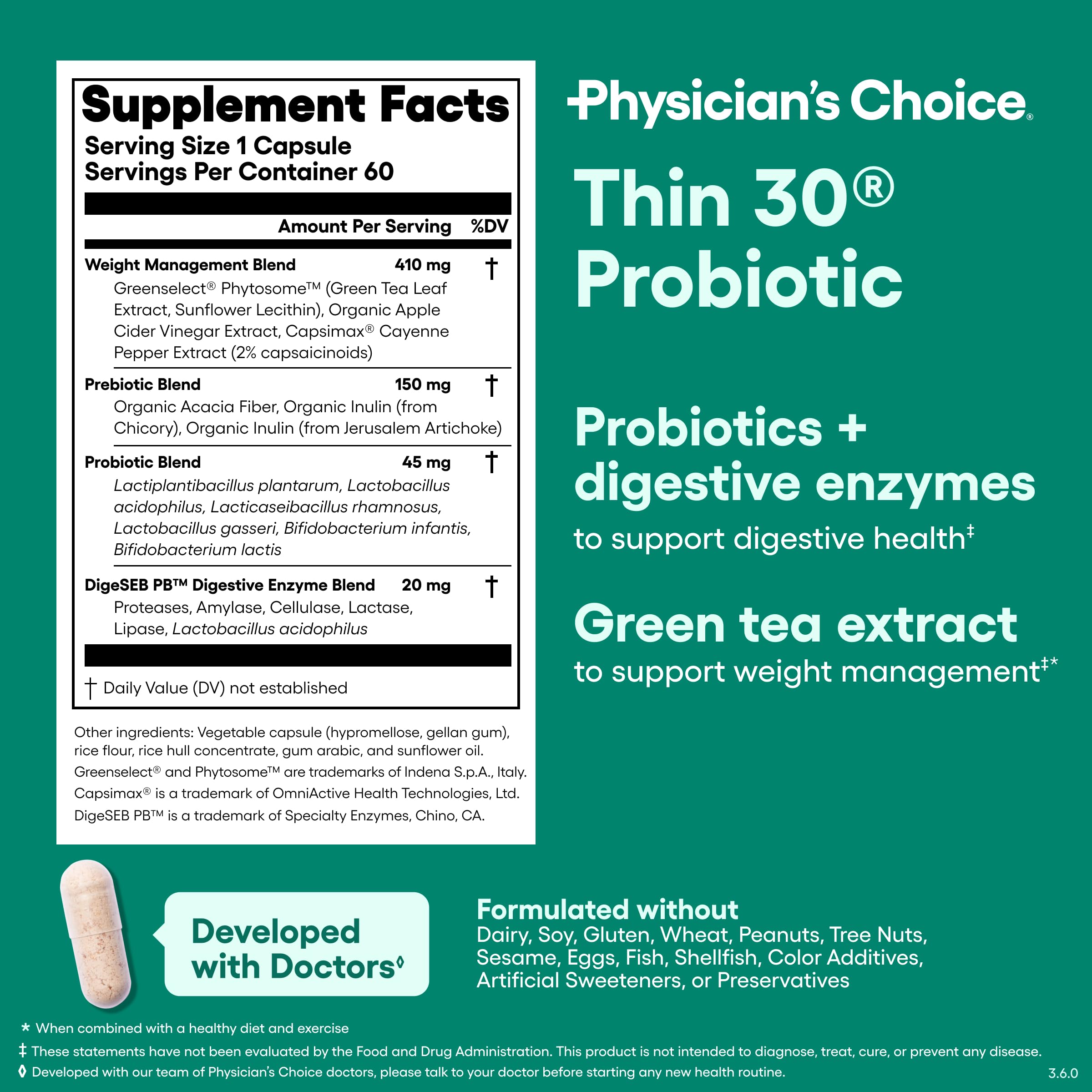 Physician's CHOICE Etiqueta diseno nuevo: envase moderno y practico.