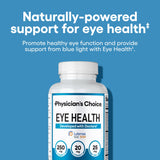 Etiqueta de Physician's Choice Eye Health mostrando Lutemax y Zeaxantina para visión clara