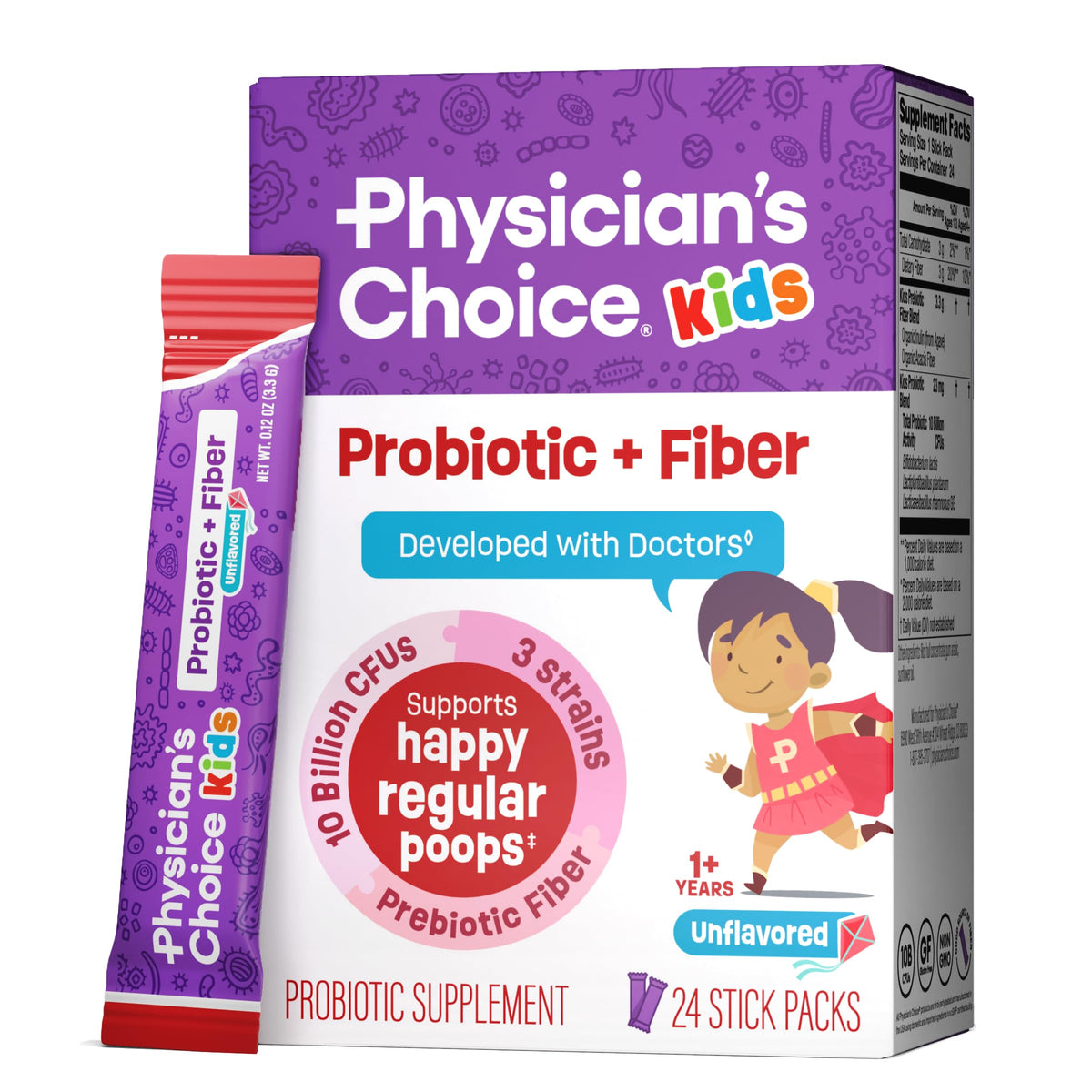 Physician's CHOICE para niños probiótico prebiótico, sobres en caja para uso diario