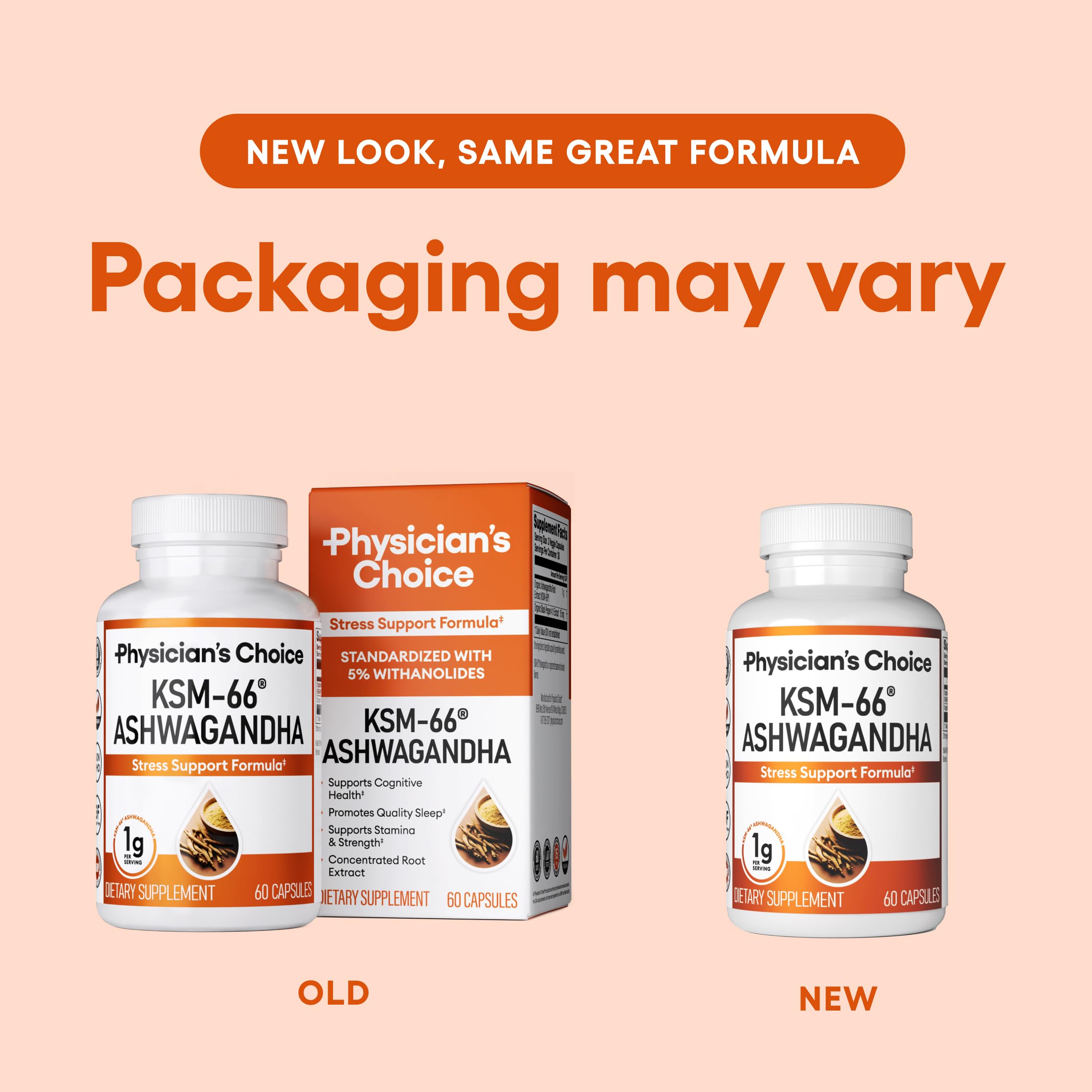 Physician's CHOICE KSM-66 dosis diaria lista para tomar en casa.