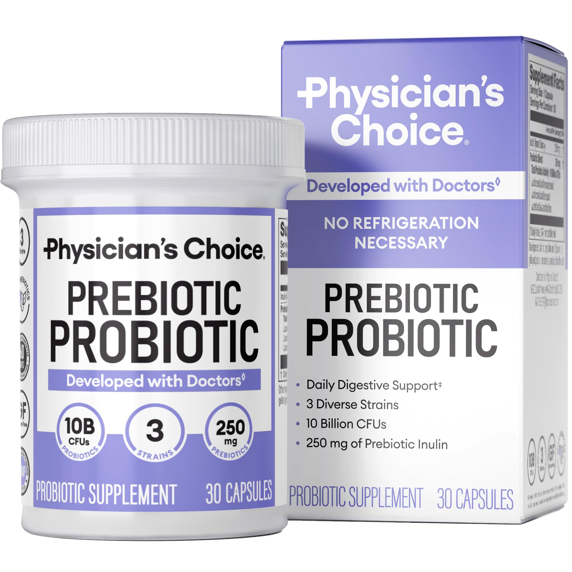 Physician's CHOICE botella, apoyo digestivo diario con prebióticos y probióticos.