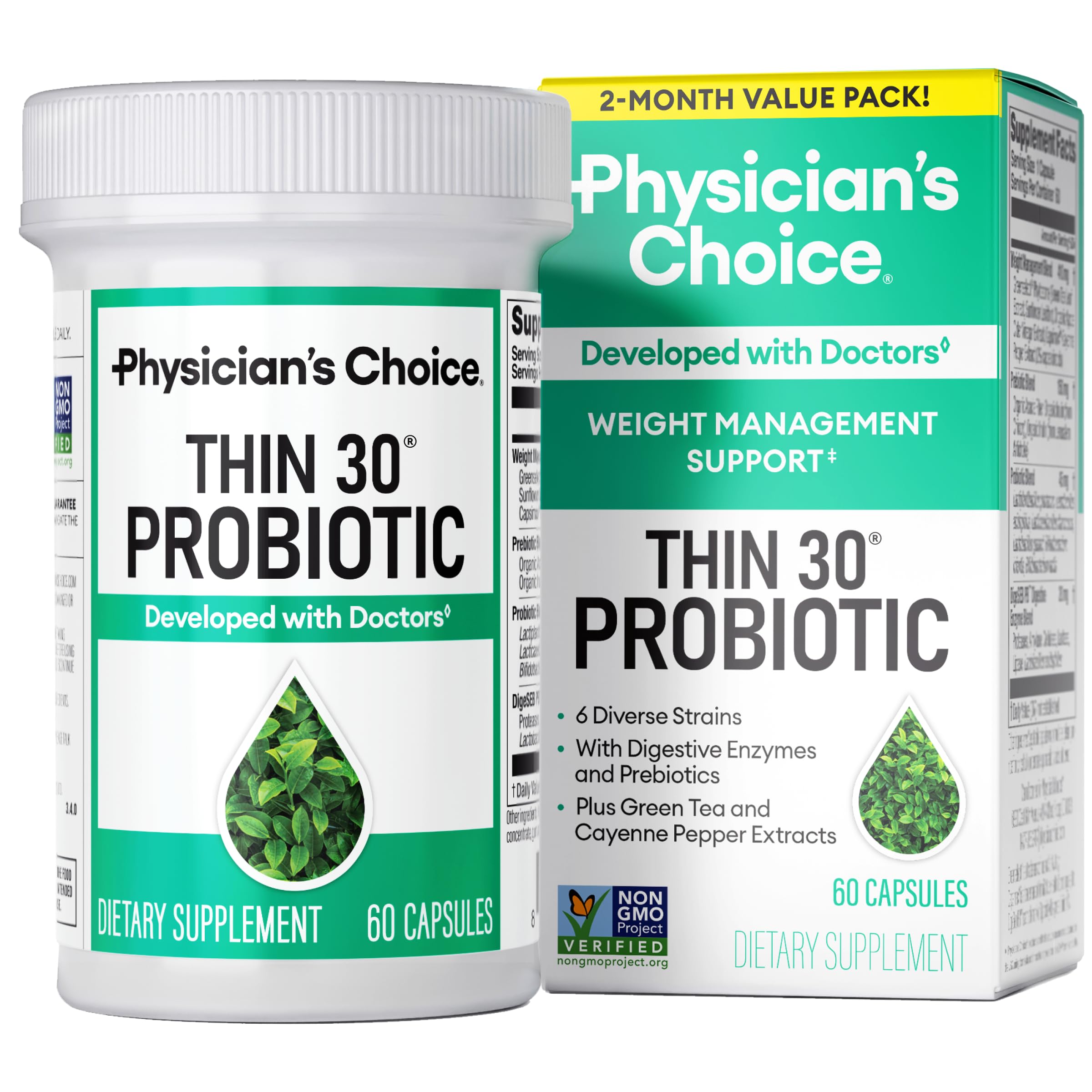 Physician's CHOICE Probioticos 60 capsulas botella: equilibrio intestinal diario.