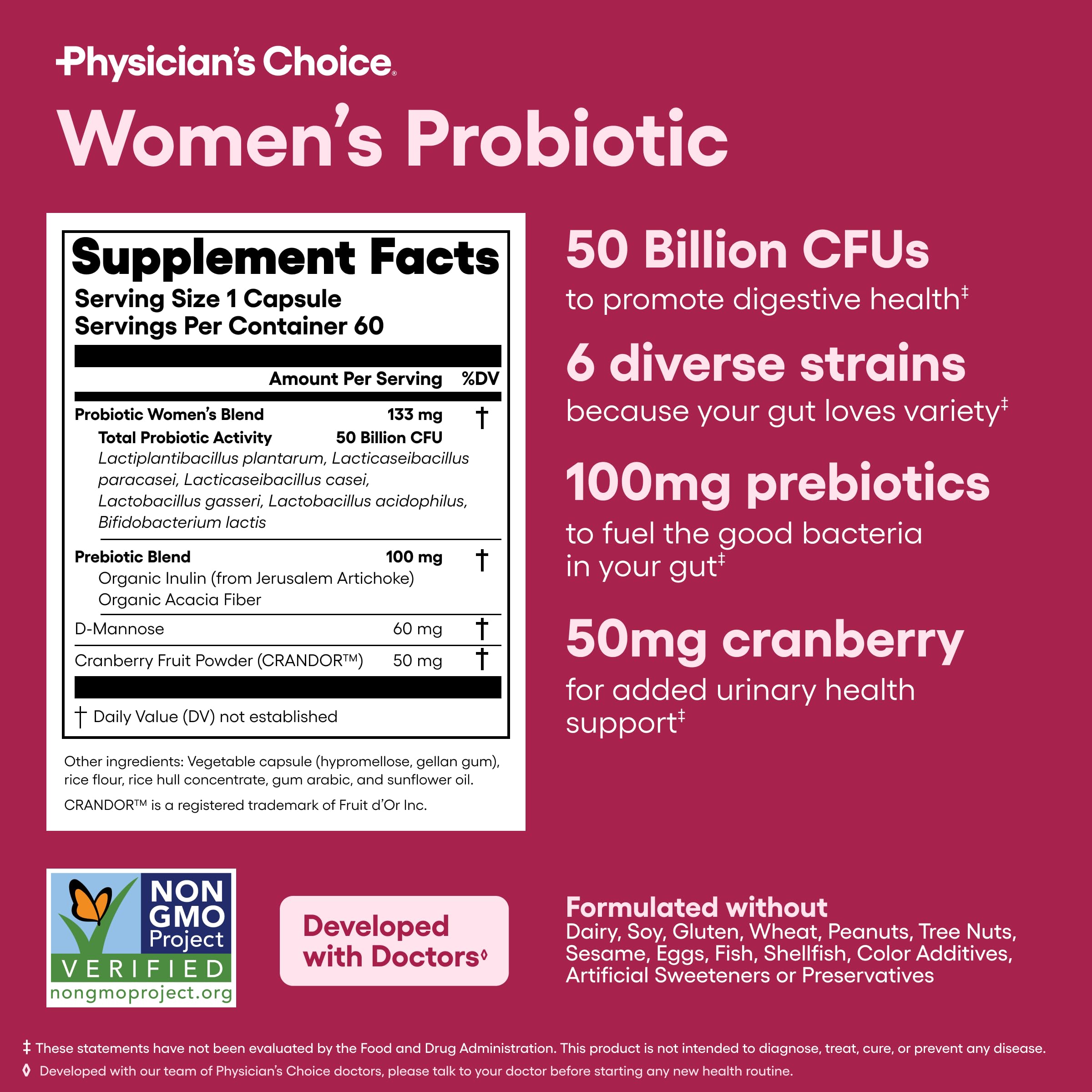 Probióticos Physician's CHOICE: sello de calidad y pruebas de terceros