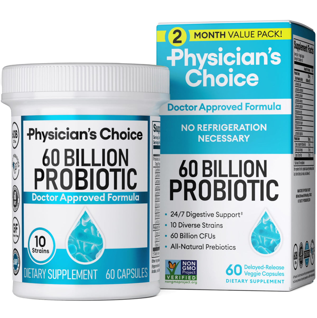 Physician's CHOICE Probiotics: botella de 60 mil millones UFC para uso diario