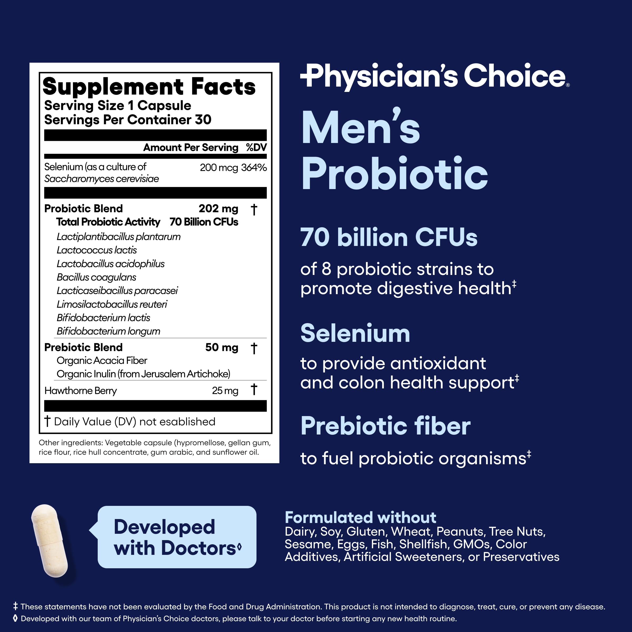 Cápsulas de Physician's Choice para uso diario fácil de tomar.