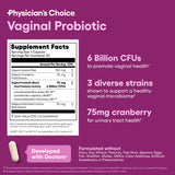 Seis cepas con prebiótico de Physician's CHOICE para apoyo del tránsito intestinal.
