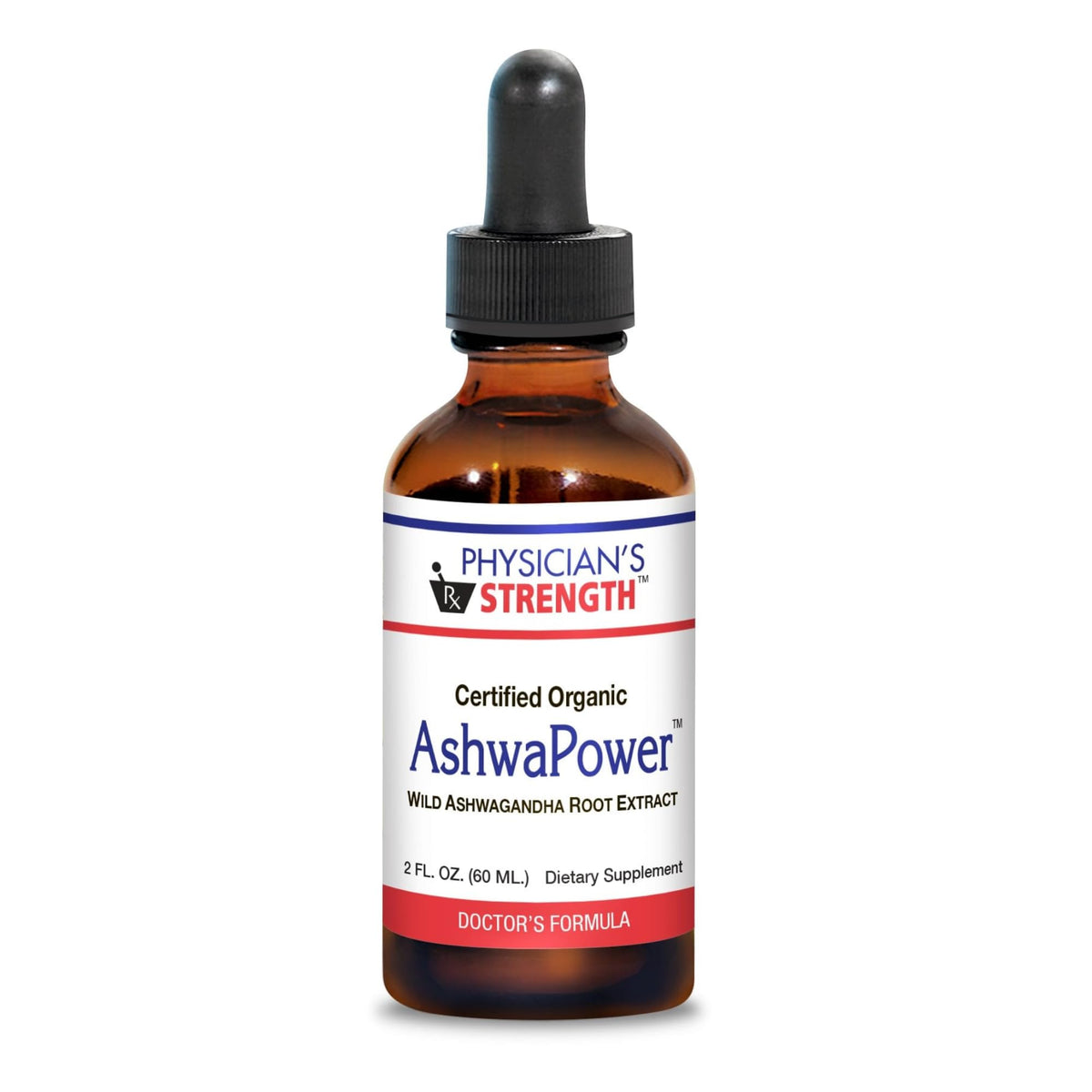 AshwaPower de Physician's Strength, botella con gotero para dosis diarias energizantes.