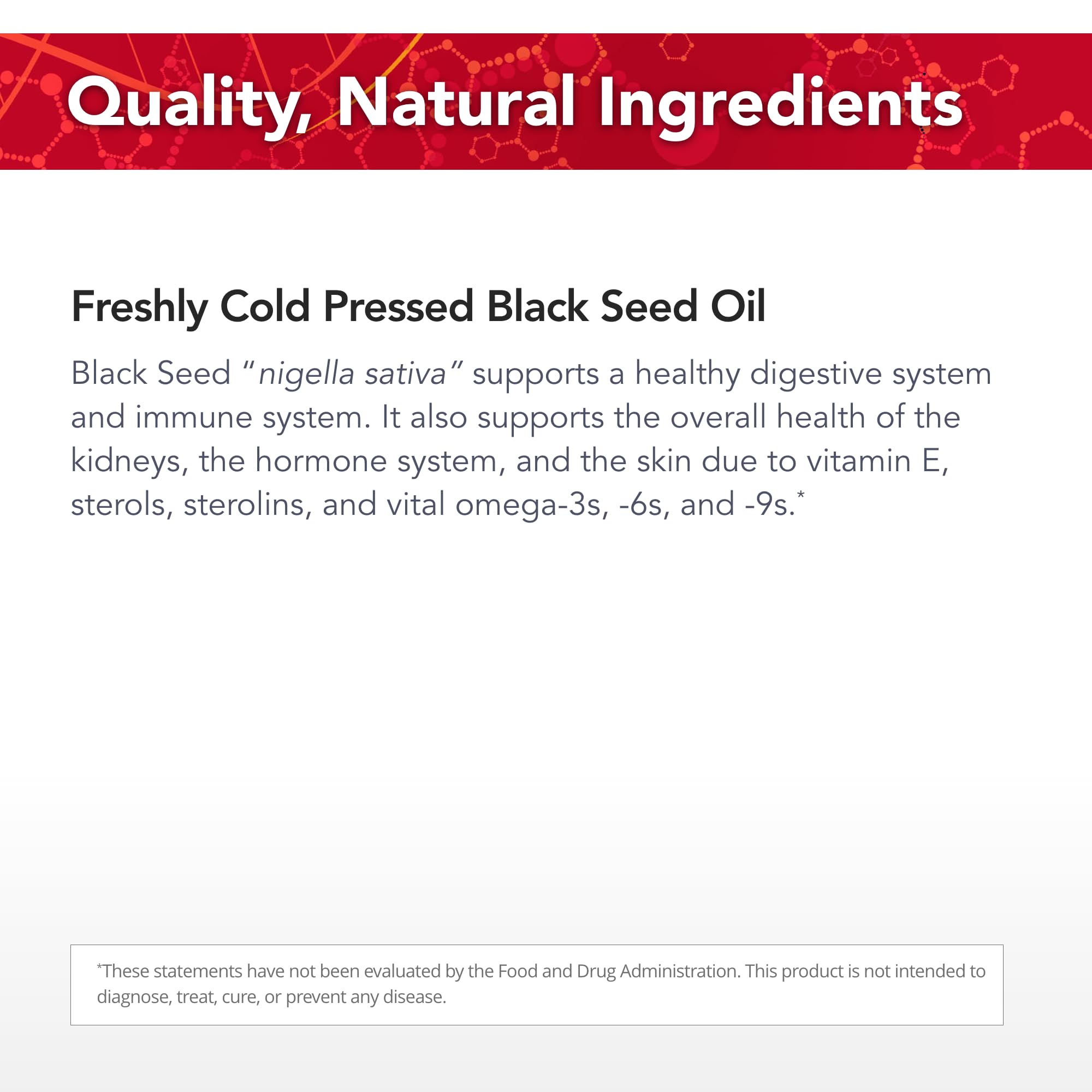Physician's Strength botella de nigella sativa en cristal para ritual diario.