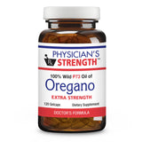 Botella de gelcaps de orégano salvaje Physician's Strength para uso diario.