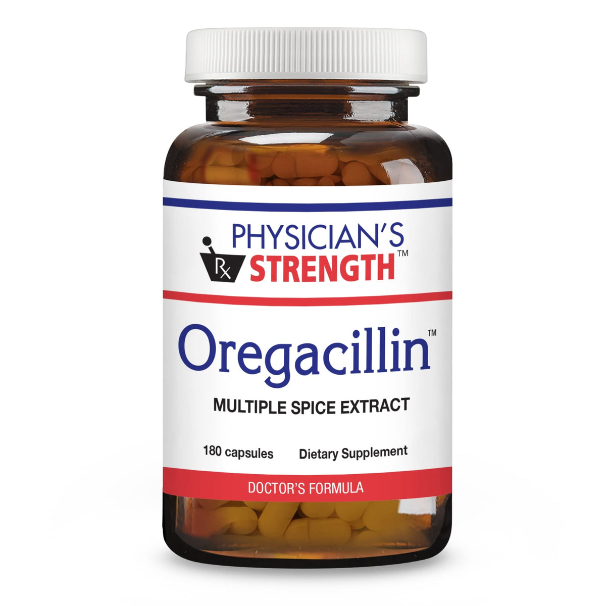Cápsulas de Physician's Strength Oregacillin para apoyo diario de la salud respiratoria.